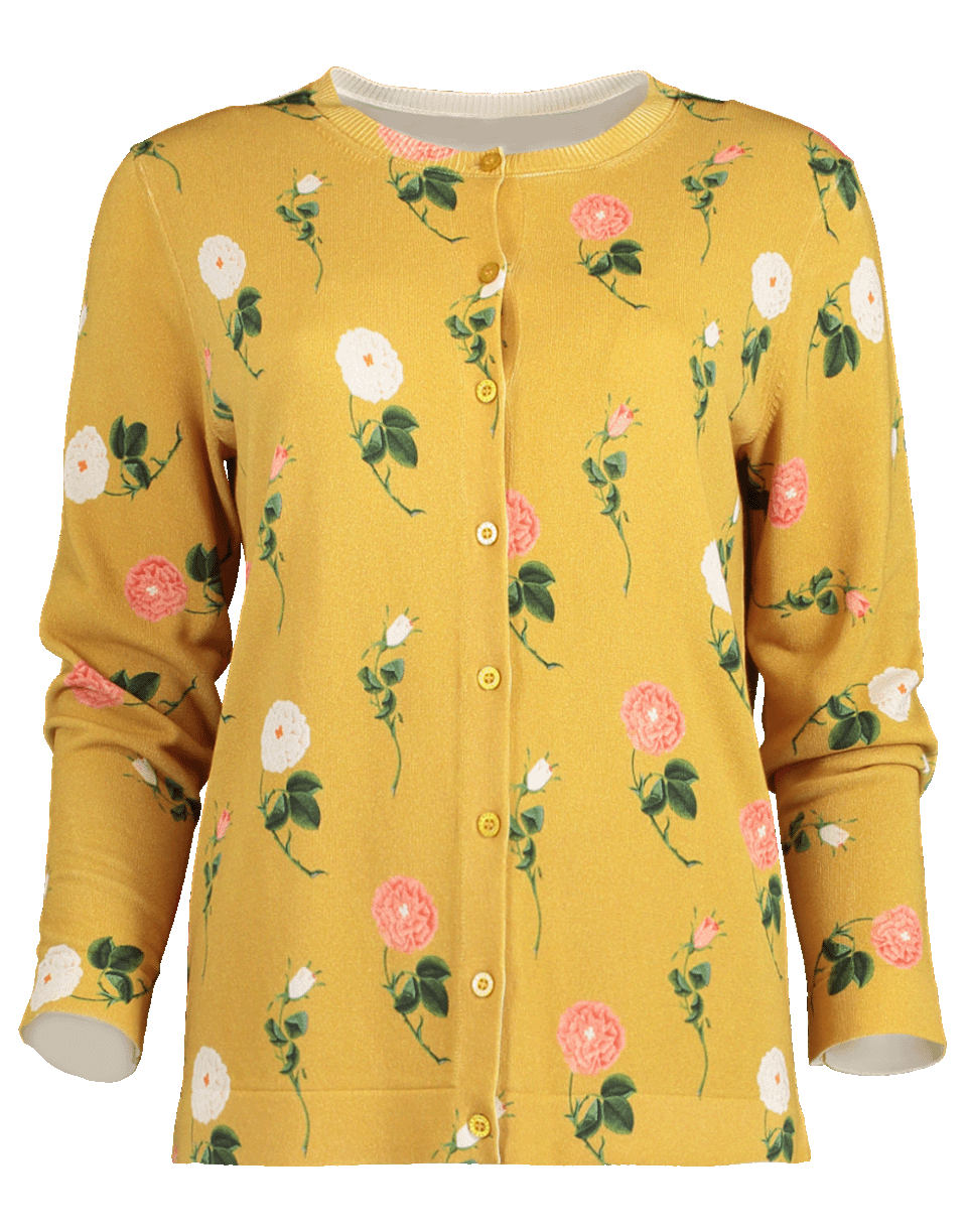 OSCAR DE LA RENTA-Floral Crewneck Cardigan-
