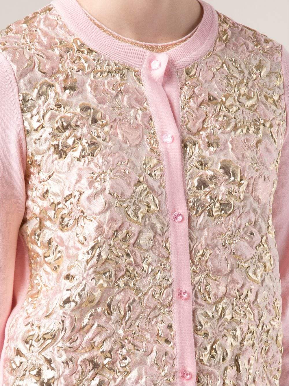 OSCAR DE LA RENTA-Lurex Floral Cardigan-