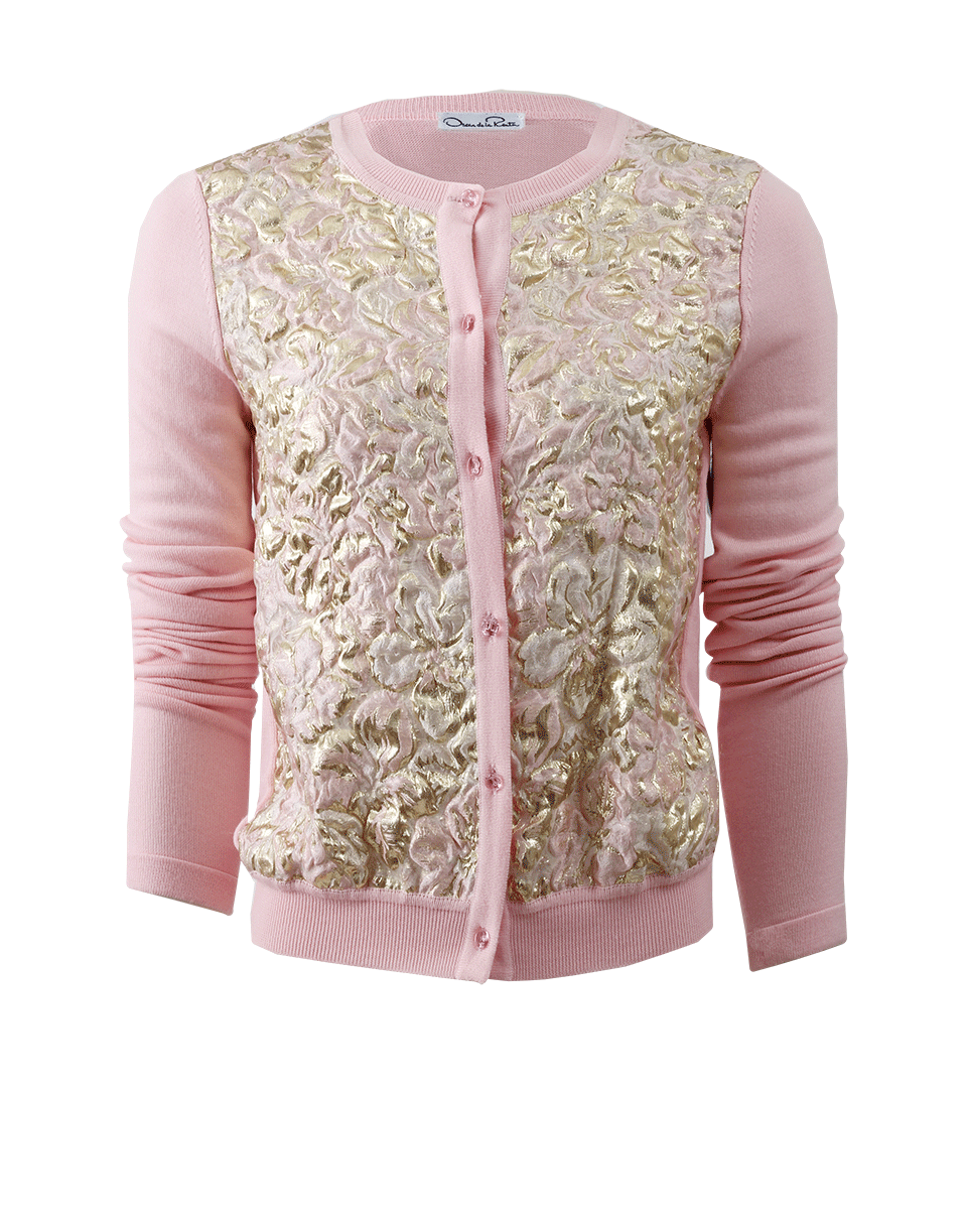 OSCAR DE LA RENTA-Lurex Floral Cardigan-