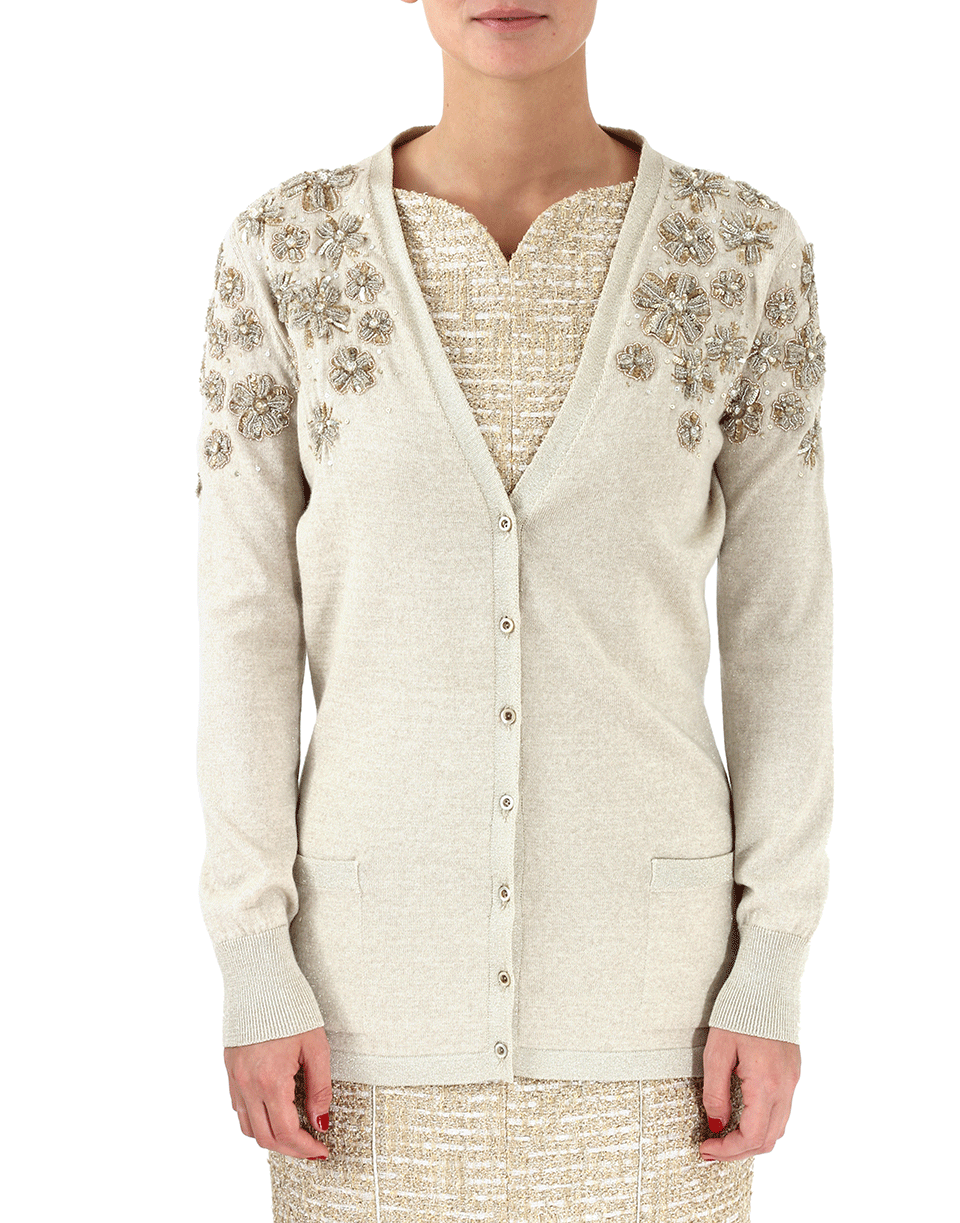 OSCAR DE LA RENTA-Beaded Cardigan-