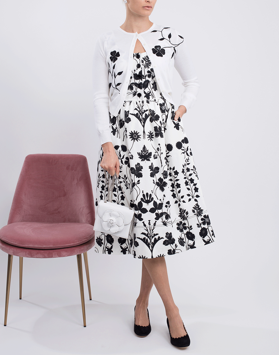OSCAR DE LA RENTA-Cropped Embroidered Cardigan-