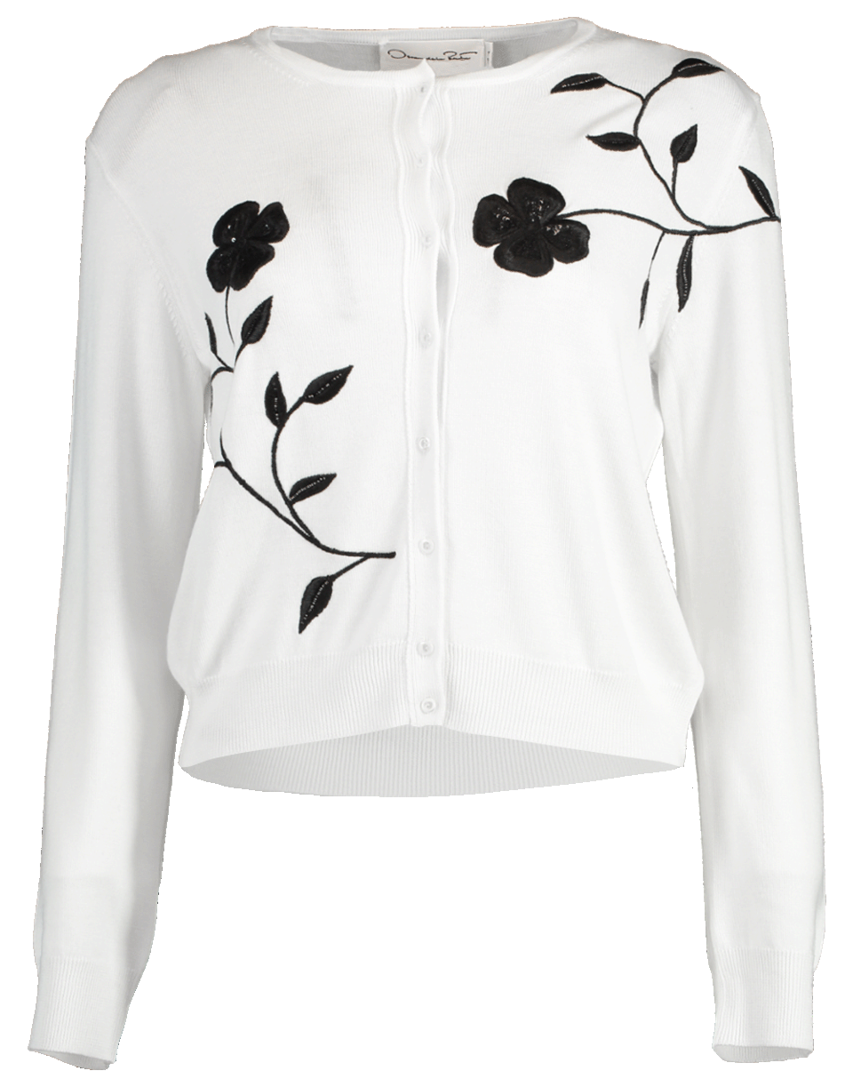 OSCAR DE LA RENTA-Cropped Embroidered Cardigan-