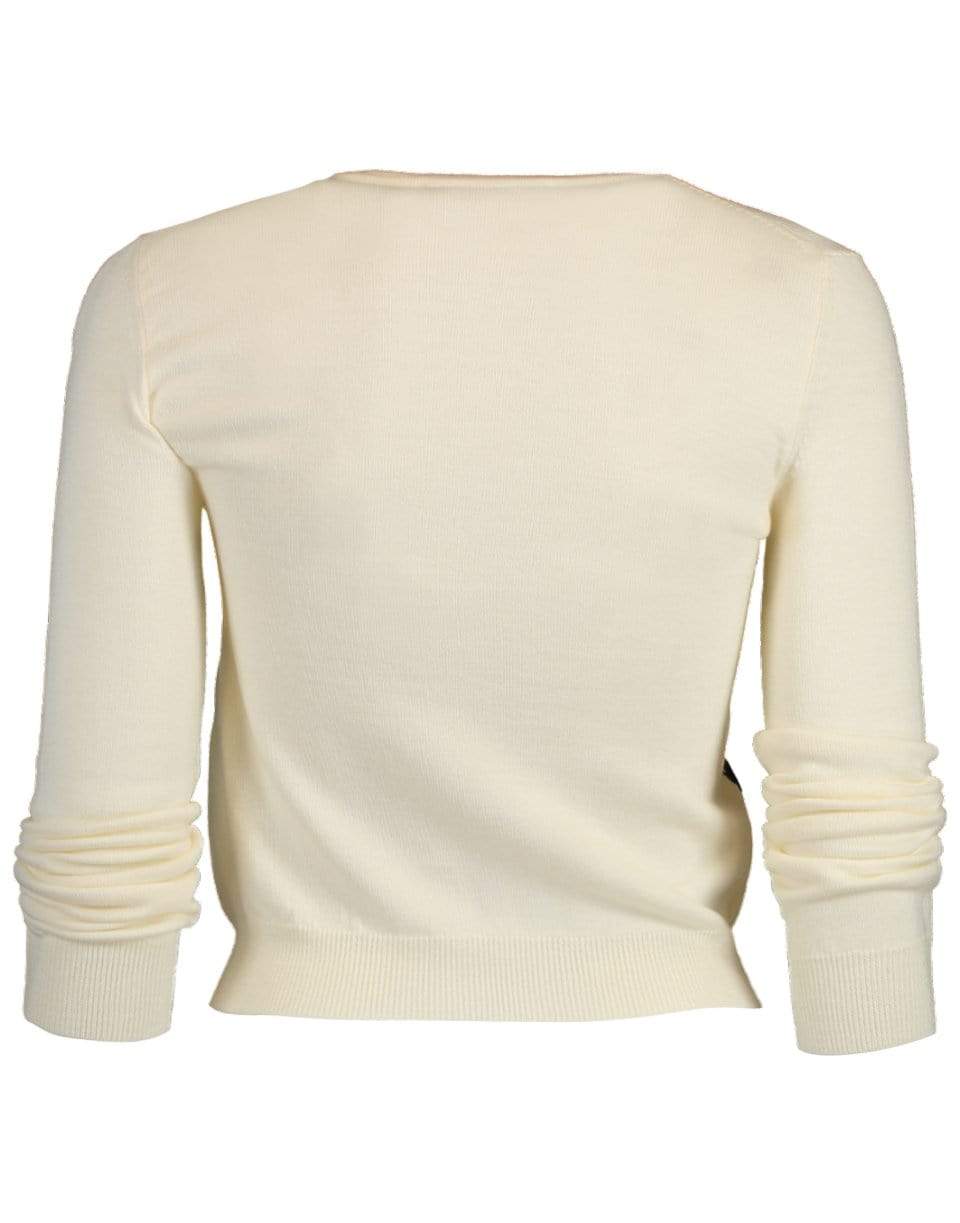 OSCAR DE LA RENTA-Cropped Floral Applique Cardigan-