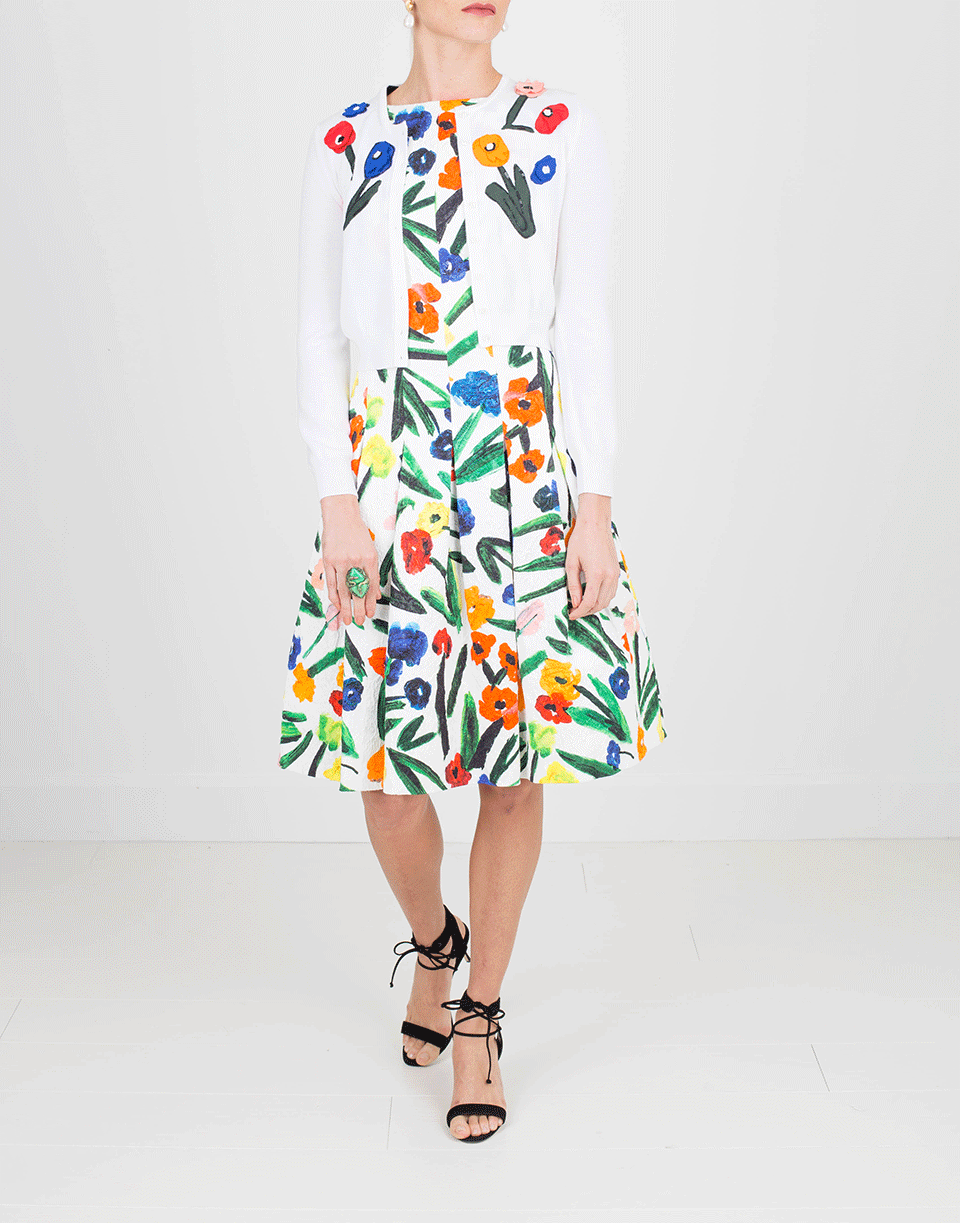 OSCAR DE LA RENTA-Cropped Cardigan With Flowers-