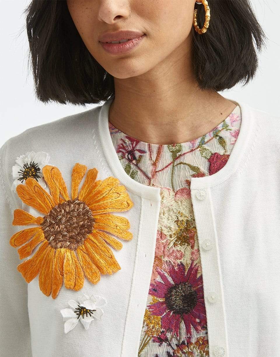 OSCAR DE LA RENTA-Ombre Pressed Flower Cardigan-