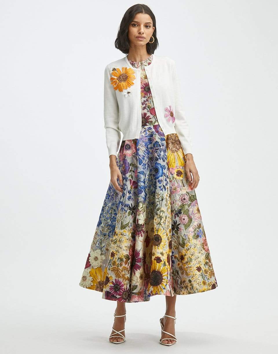OSCAR DE LA RENTA-Ombre Pressed Flower Cardigan-