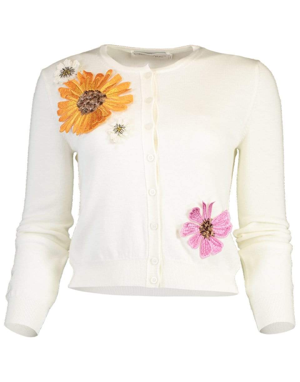 OSCAR DE LA RENTA-Ombre Pressed Flower Cardigan-
