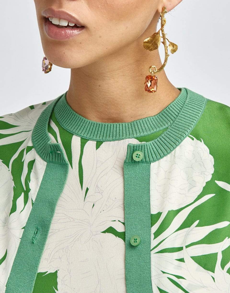 OSCAR DE LA RENTA-Long Sleeve Knit Cardigan with CDC Inset-