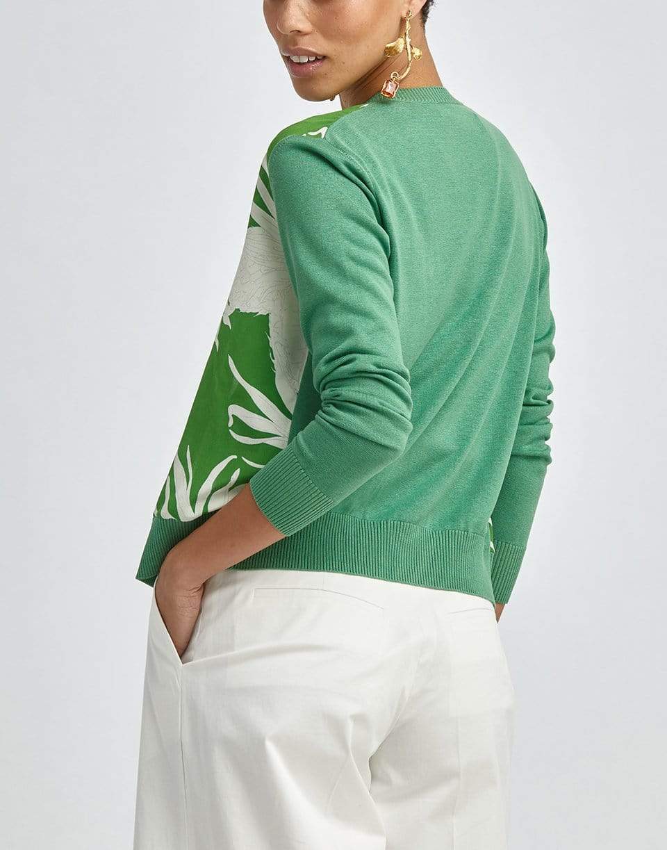 OSCAR DE LA RENTA-Long Sleeve Knit Cardigan with CDC Inset-