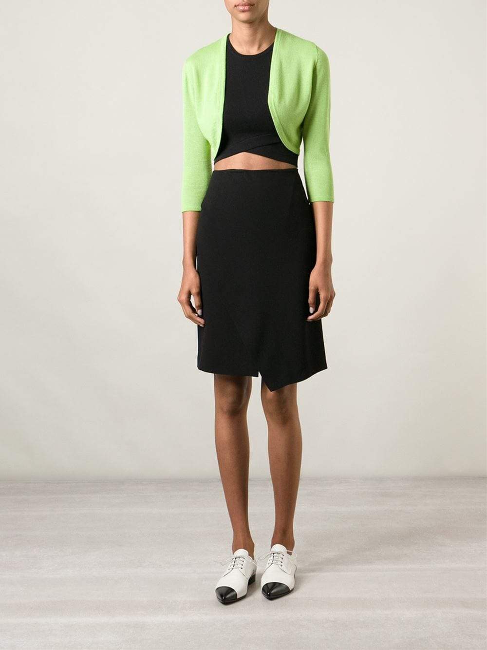 OSCAR DE LA RENTA-Three-Quarter Sleeve Bolero-LIME
