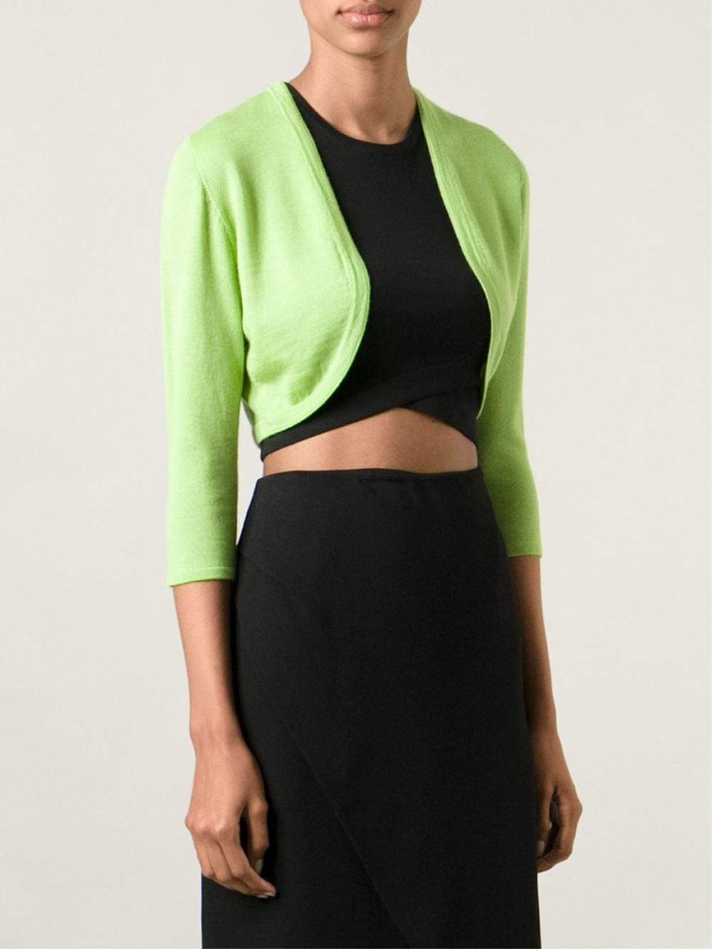 OSCAR DE LA RENTA-Three-Quarter Sleeve Bolero-LIME