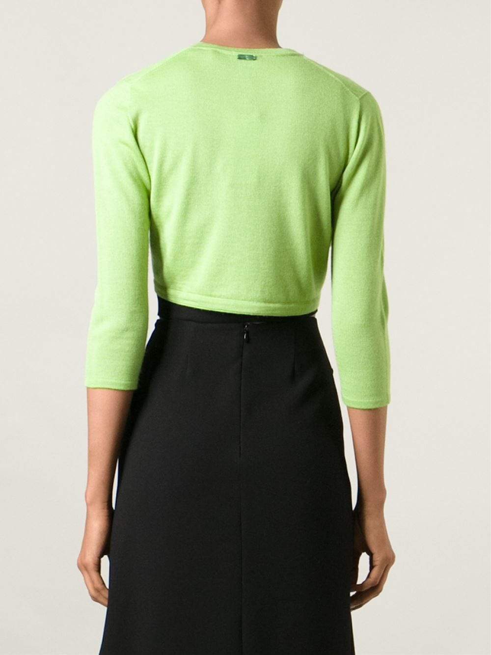 OSCAR DE LA RENTA-Three-Quarter Sleeve Bolero-LIME