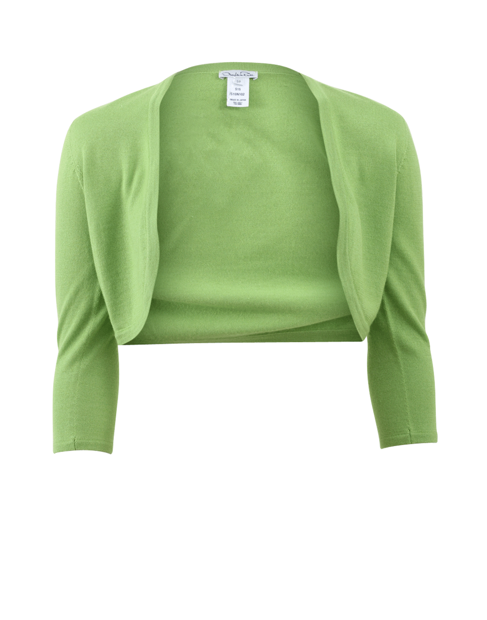 OSCAR DE LA RENTA-Three-Quarter Sleeve Bolero-LIME