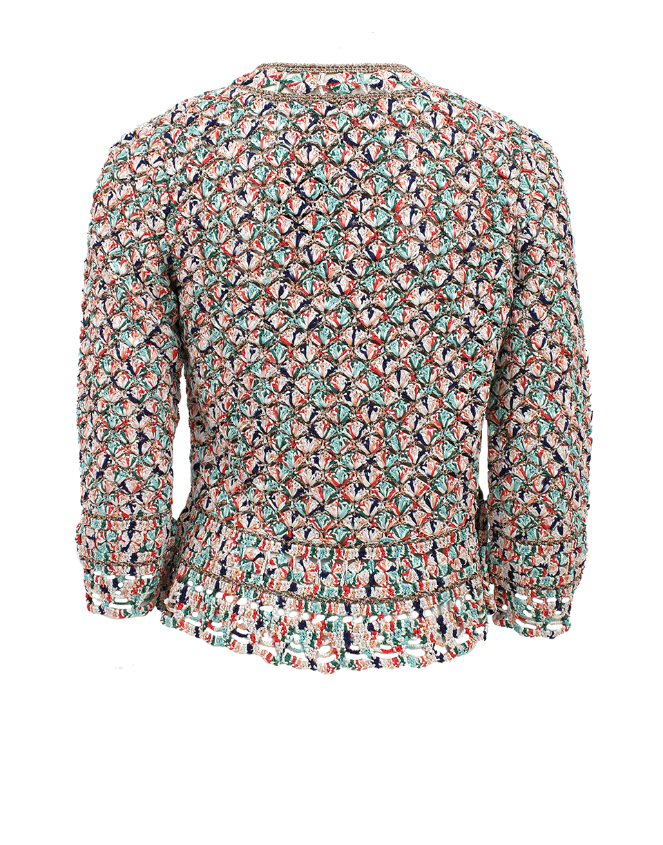 OSCAR DE LA RENTA-Quarter Sleeve Jewelneck Cardigan-MUL.TI