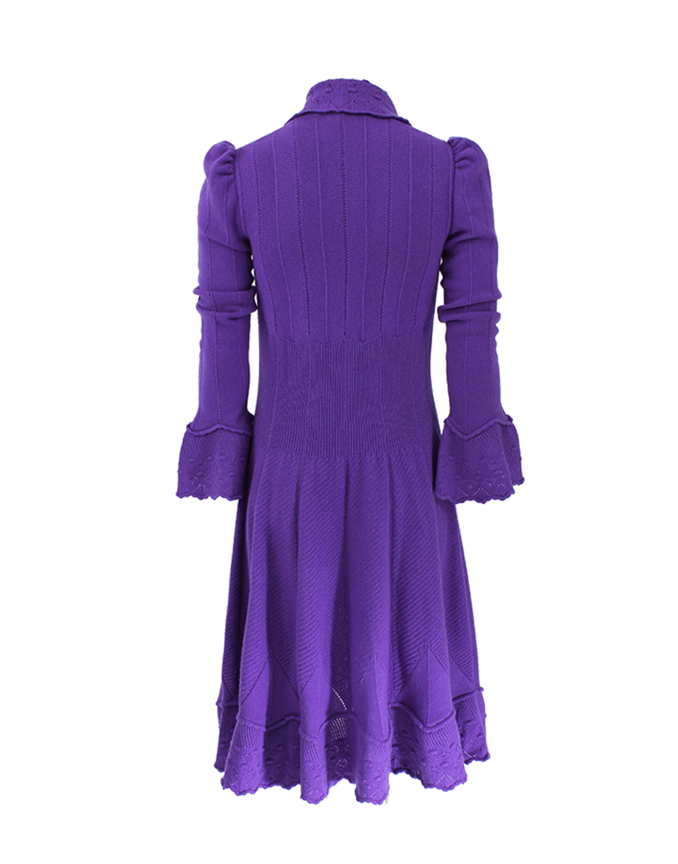 OSCAR DE LA RENTA-Long Sleeve Ruffle Front Drape Coat-