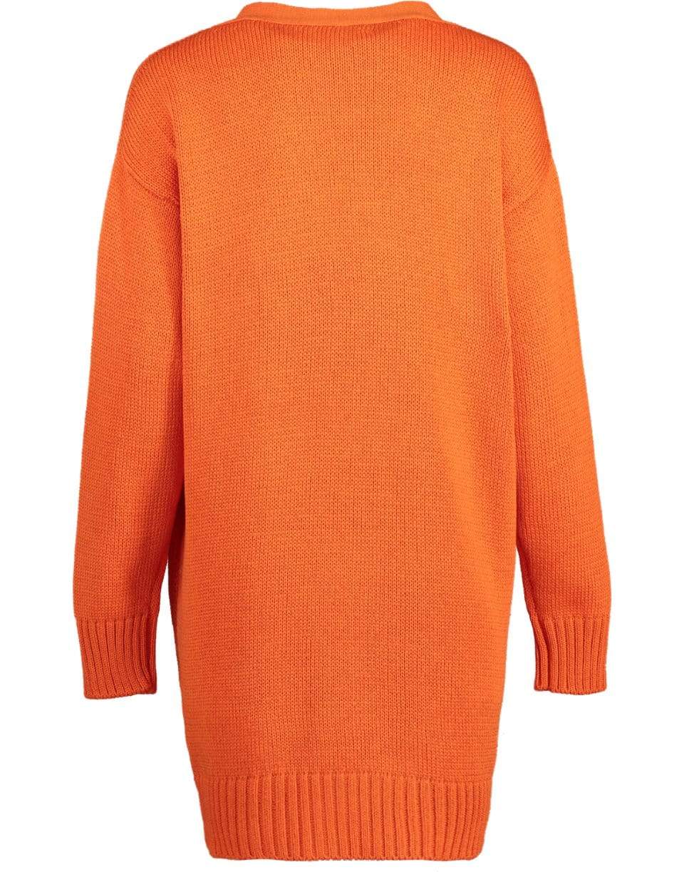 OSCAR DE LA RENTA-Flower Button Persimmon Long Sleeve Cardigan-PERSIMMO