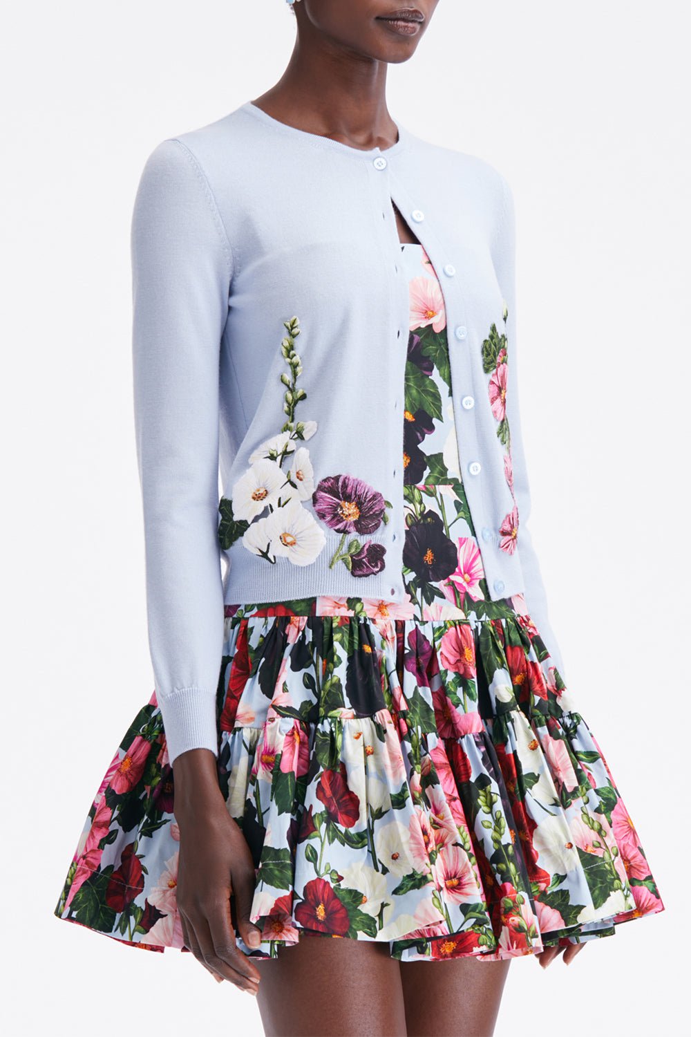 OSCAR DE LA RENTA-Threadwork Embroidered Caridgan-