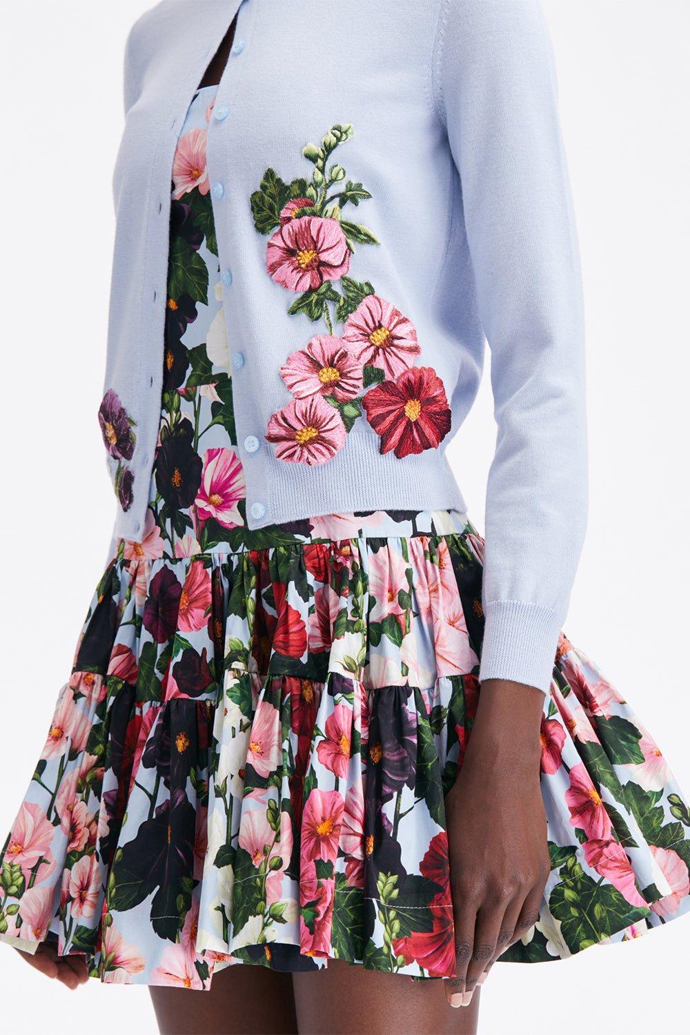 OSCAR DE LA RENTA-Threadwork Embroidered Caridgan-