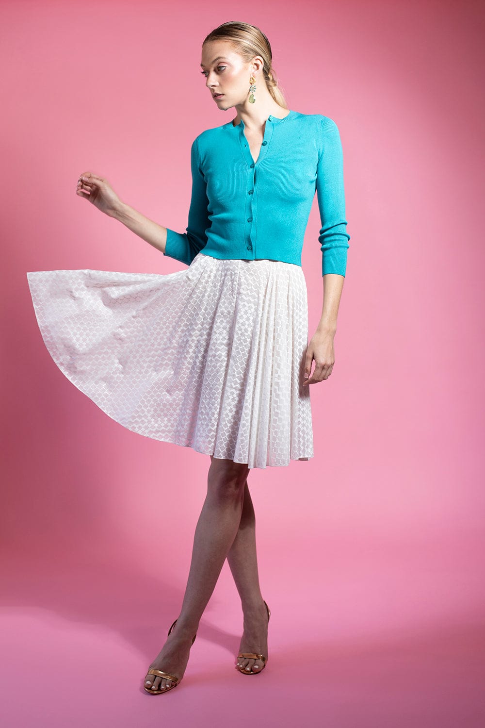 OSCAR DE LA RENTA-Silk Rib Cardigan-