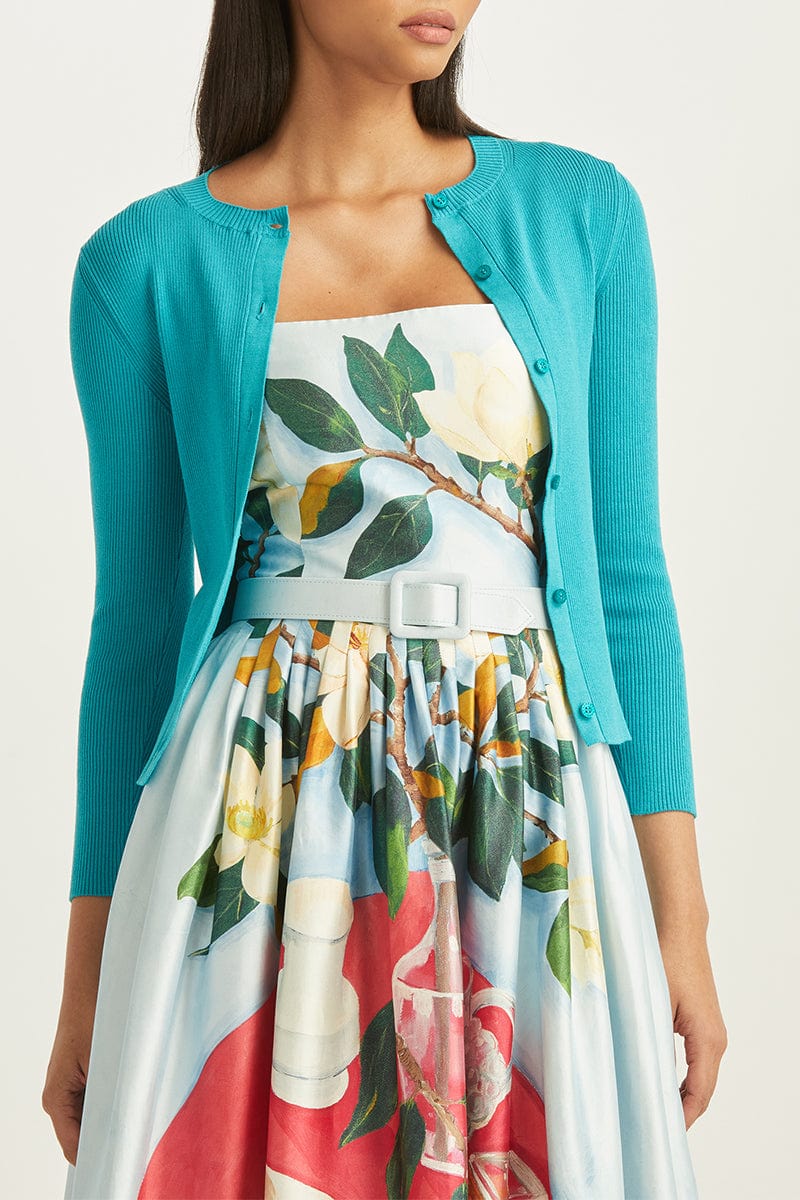 OSCAR DE LA RENTA-Silk Rib Cardigan-