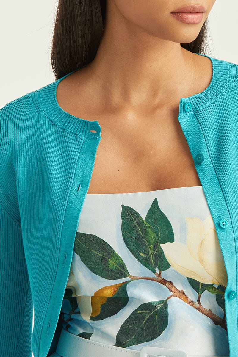 OSCAR DE LA RENTA-Silk Rib Cardigan-
