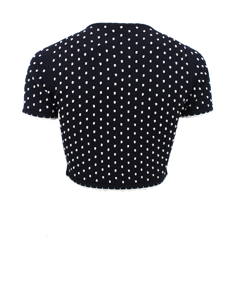 OSCAR DE LA RENTA-Cropped Dot Print Cardigan-