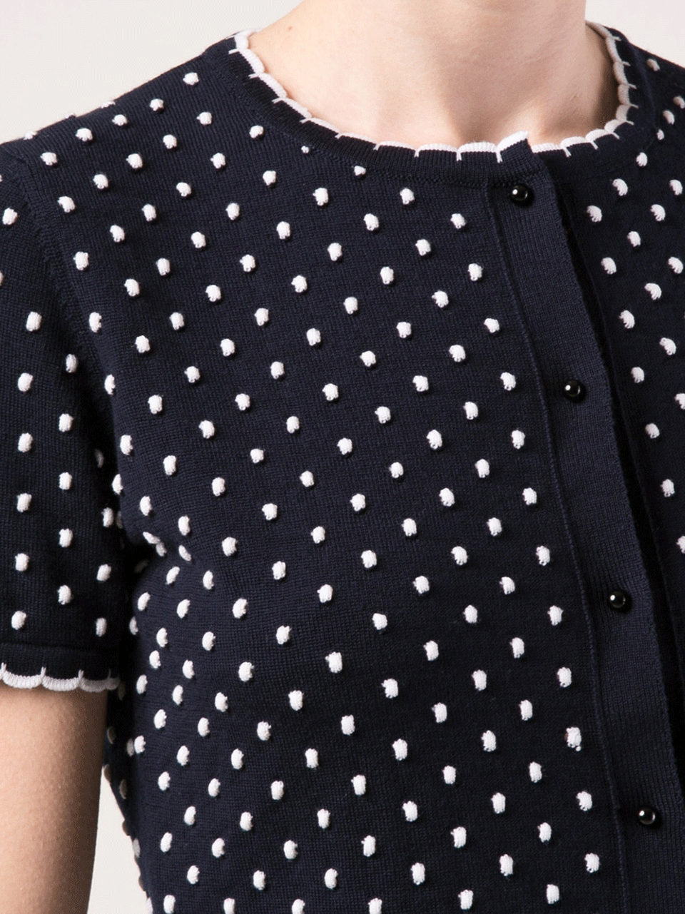 OSCAR DE LA RENTA-Cropped Dot Print Cardigan-