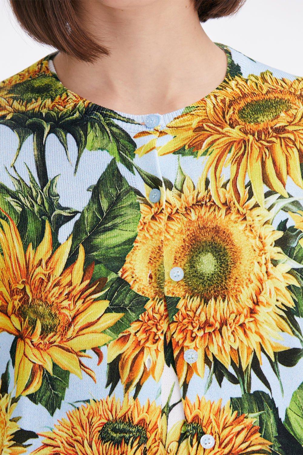 OSCAR DE LA RENTA-Long Sleeve Sunflower Cardigan-