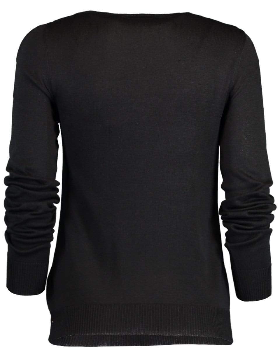 OSCAR DE LA RENTA-Gold Chain Necklace Knit Sweater-