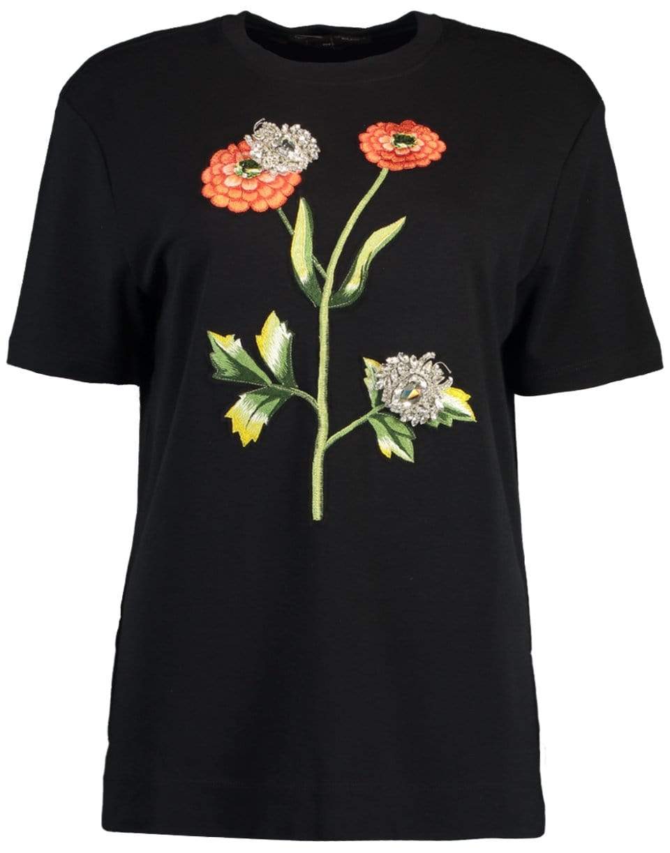 OSCAR DE LA RENTA-Flower Embroidered Tee-