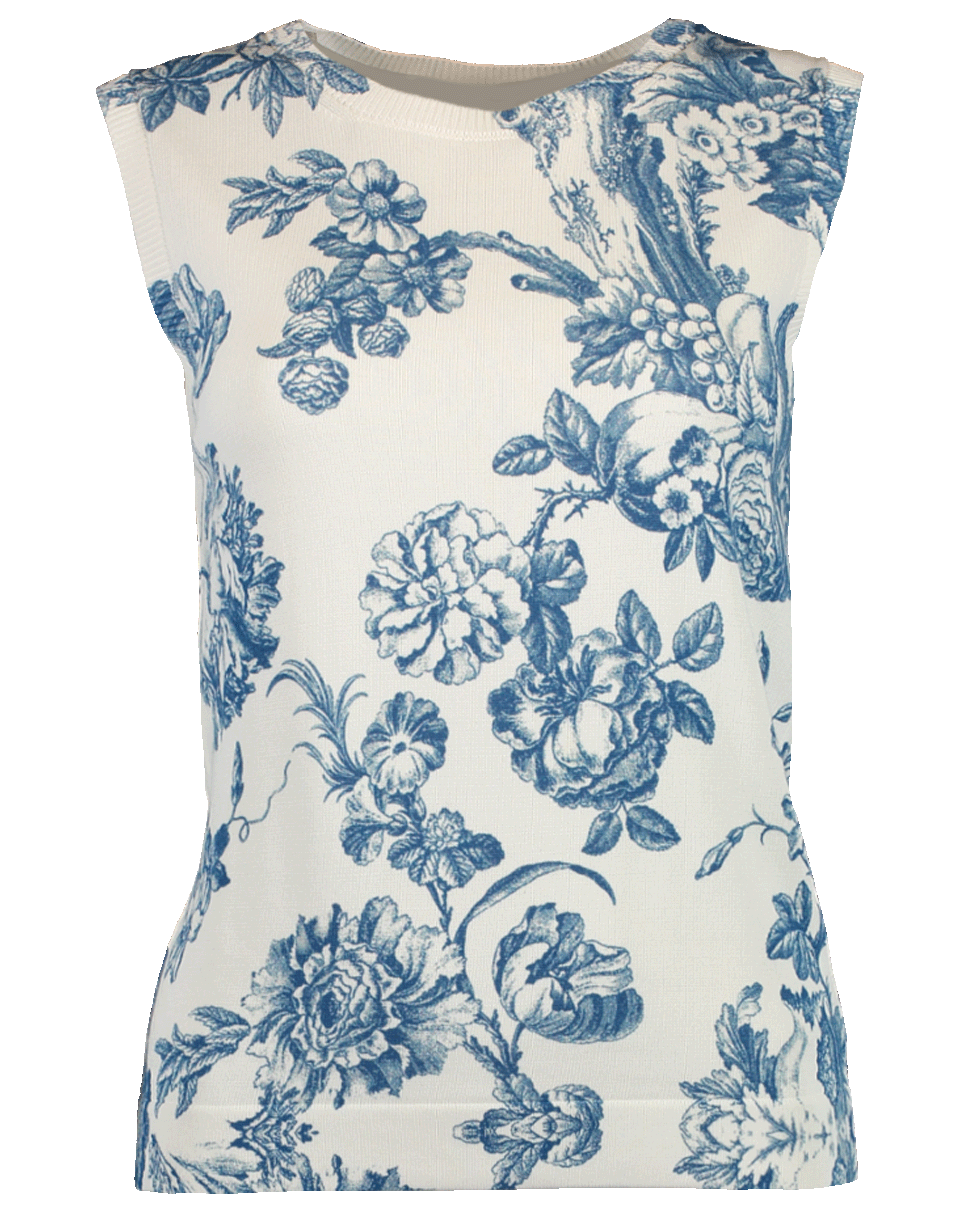 OSCAR DE LA RENTA-Printed Knit Tank-