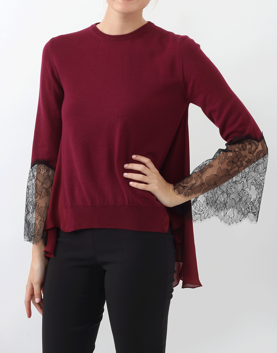 OSCAR DE LA RENTA-Lace Inset Pullover-