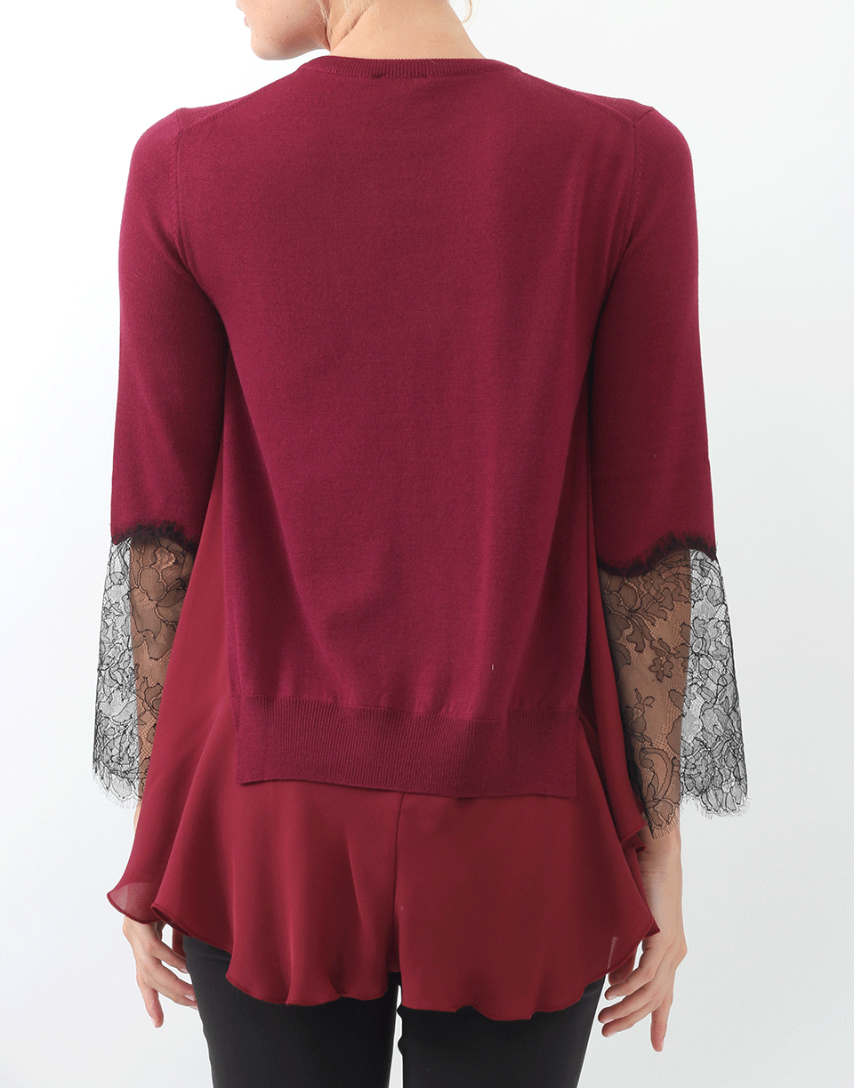 OSCAR DE LA RENTA-Lace Inset Pullover-