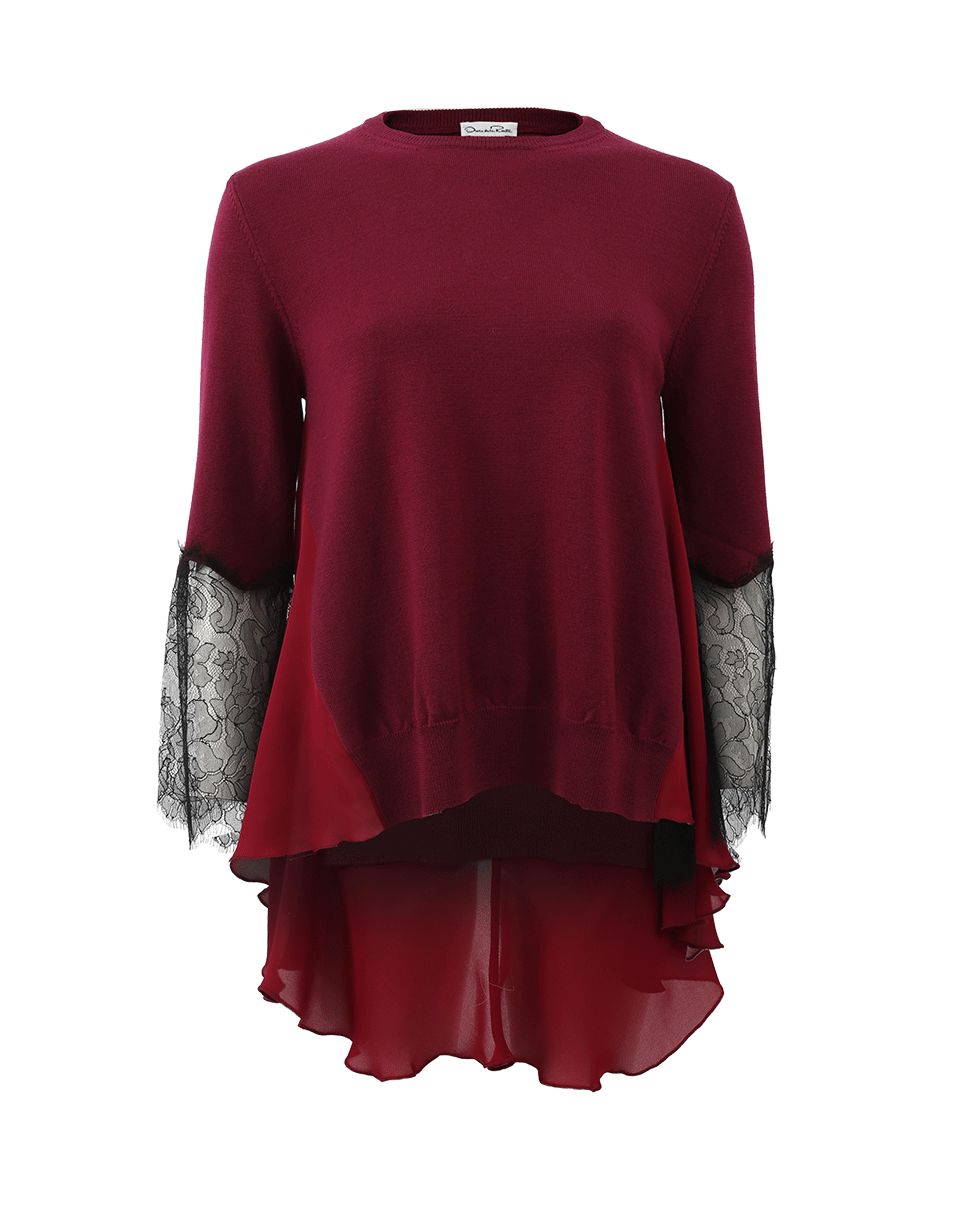 OSCAR DE LA RENTA-Lace Inset Pullover-