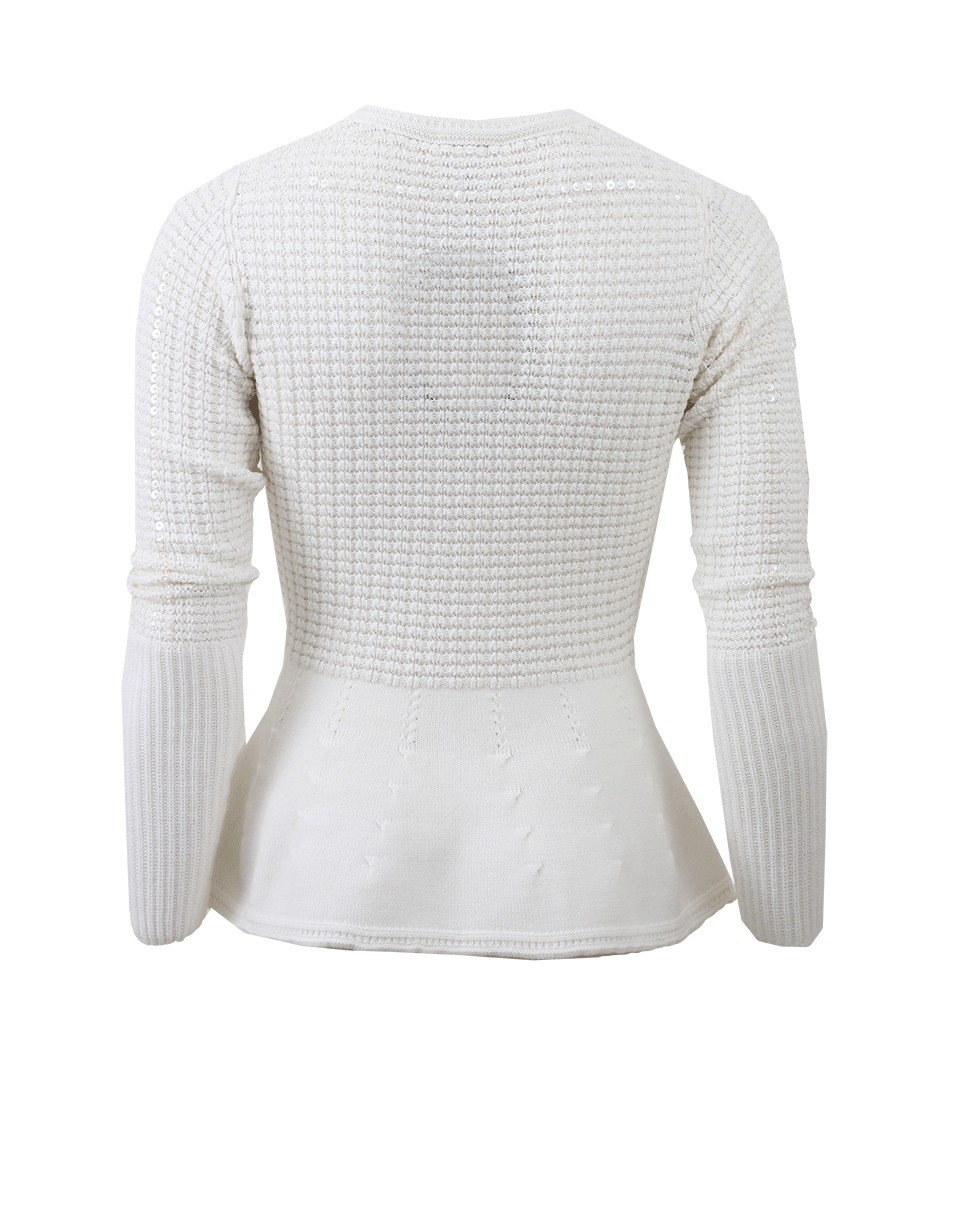 OSCAR DE LA RENTA-Knit Sequin Peplum Top-