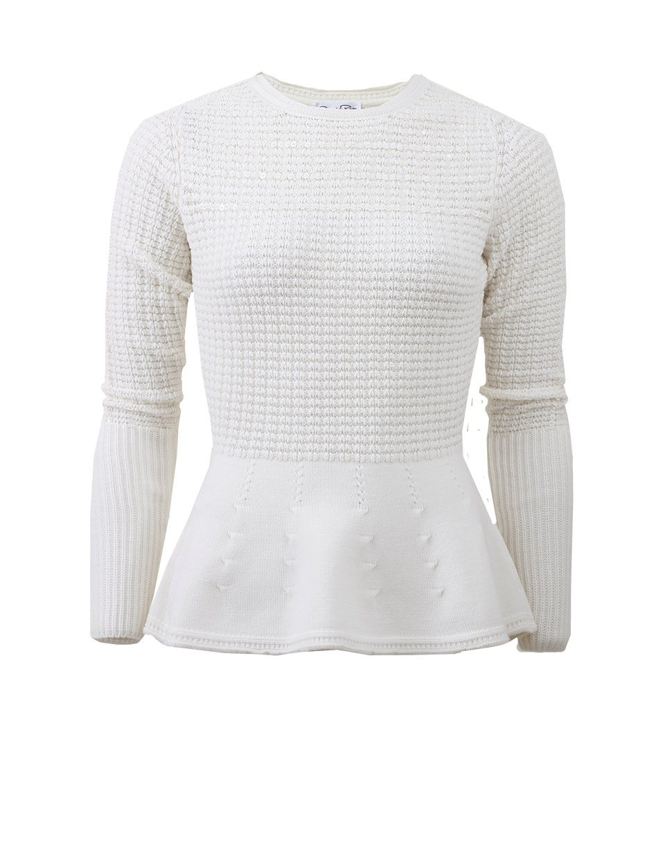 OSCAR DE LA RENTA-Knit Sequin Peplum Top-