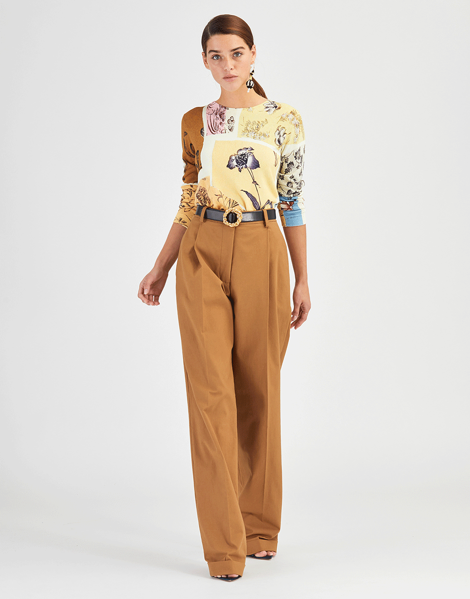 OSCAR DE LA RENTA-Patchwork Pullover Sweater-