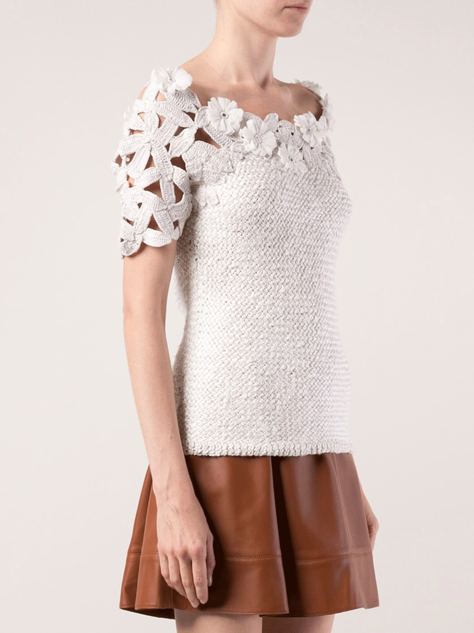 OSCAR DE LA RENTA-Jewel Neck Crochet Top-