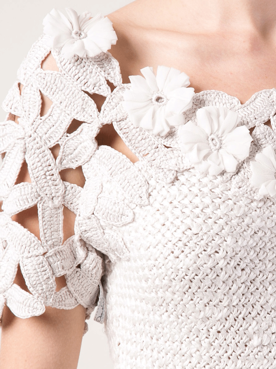 OSCAR DE LA RENTA-Jewel Neck Crochet Top-