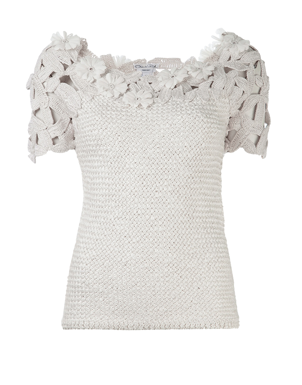 OSCAR DE LA RENTA-Jewel Neck Crochet Top-