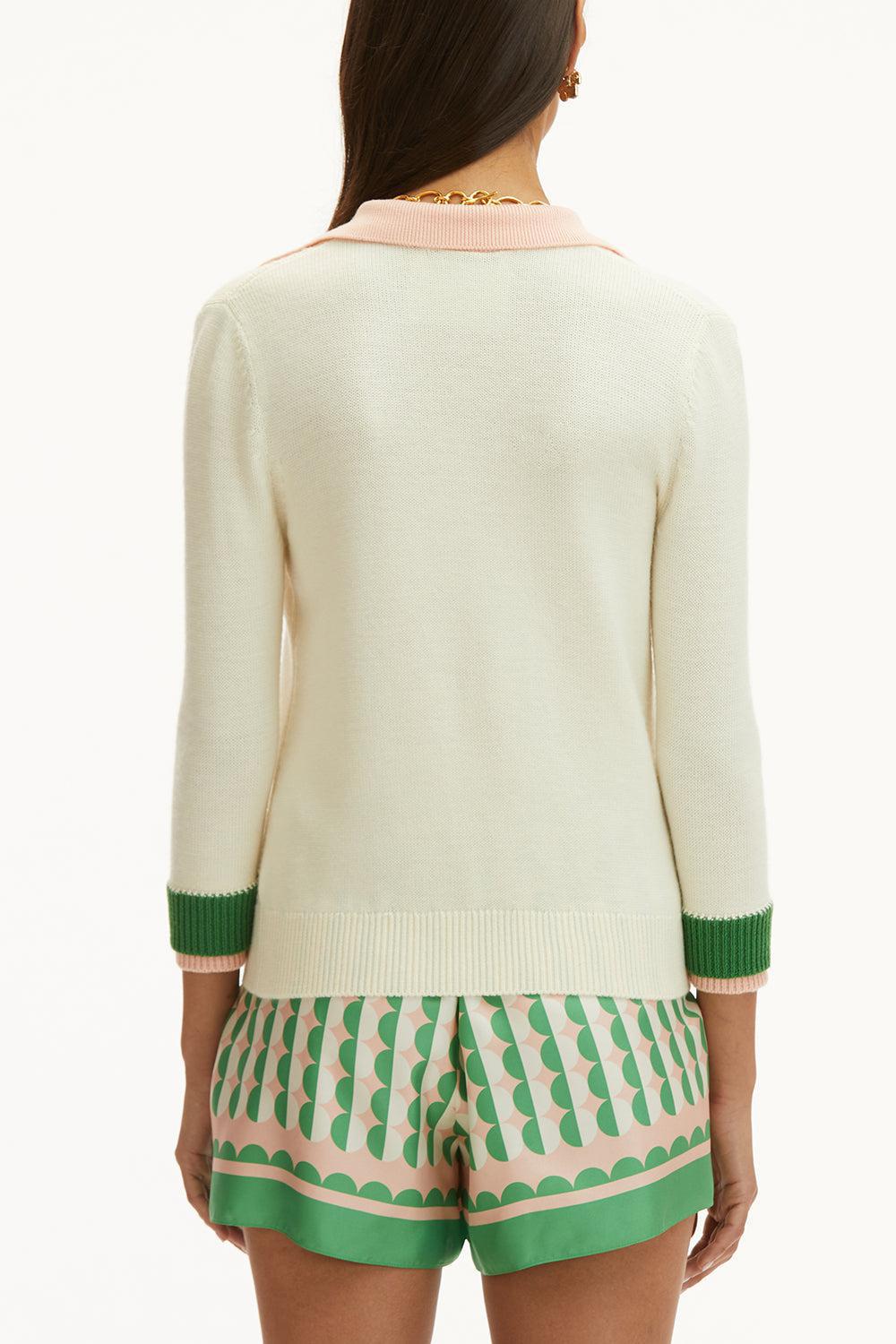 Colorblock Polo Pullover-IVRPKGRN-XS-CLOTHINGTOPKNITS-OSCAR DE LA RENTA