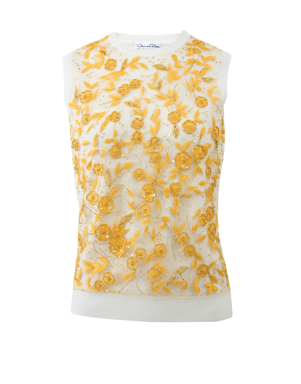 OSCAR DE LA RENTA-Marigold Embroidered Tank-