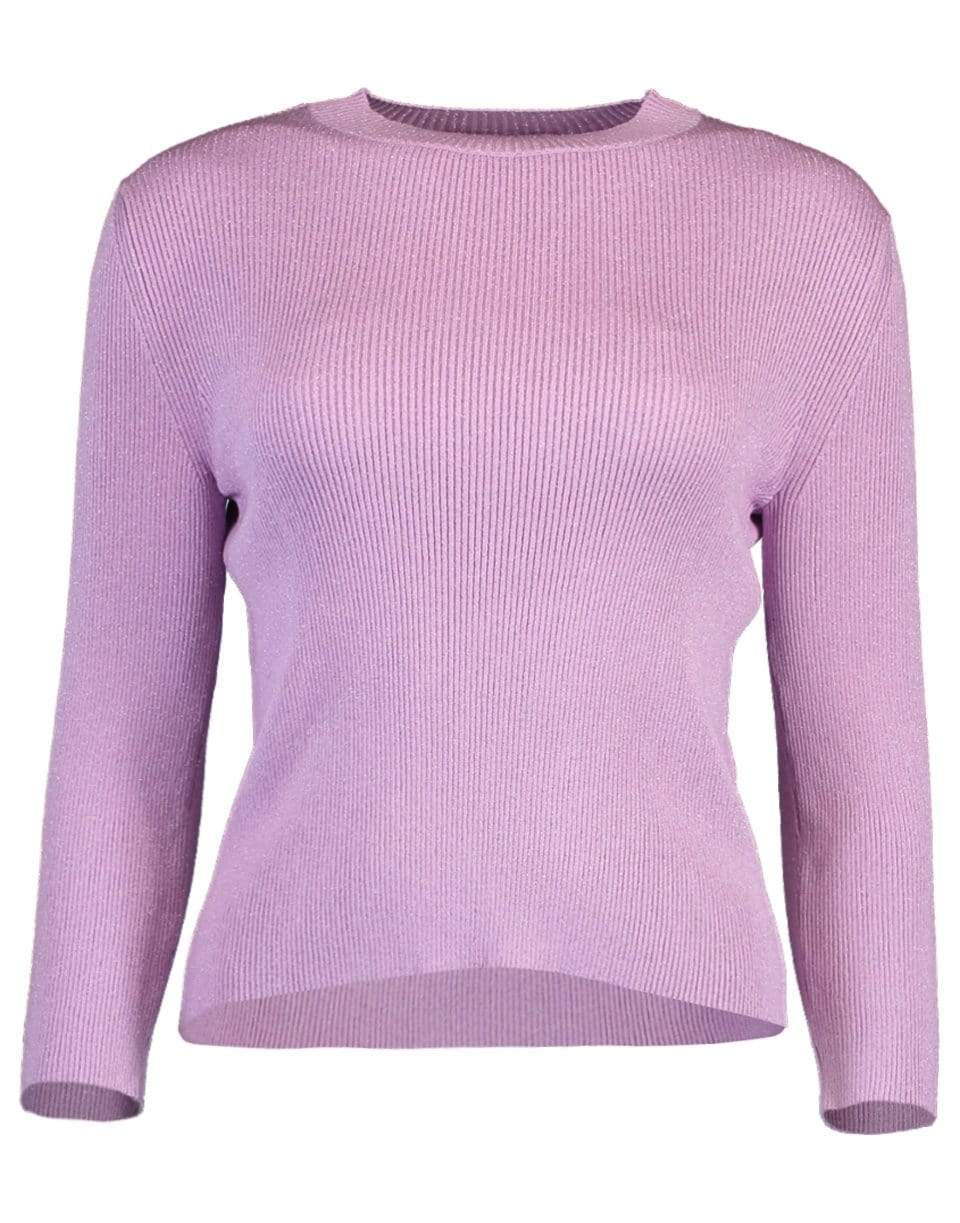 OSCAR DE LA RENTA-Three-Quarter Sleeve Lurex Knit Pullover-
