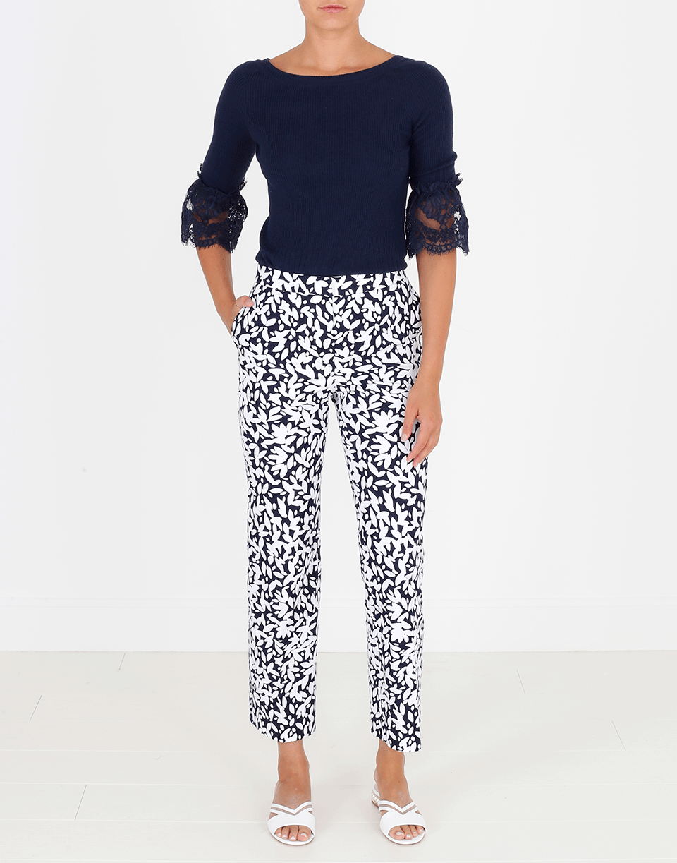 OSCAR DE LA RENTA-Lace Cuff Knit Top-