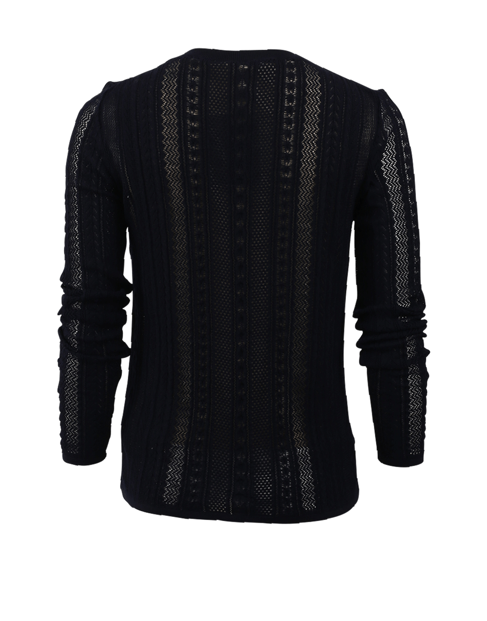 OSCAR DE LA RENTA-Mesh Knit Pullover-NAVY