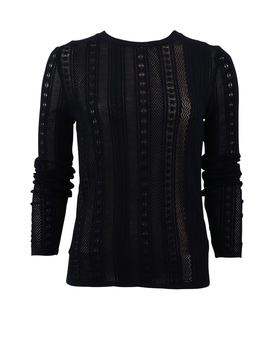 OSCAR DE LA RENTA-Mesh Knit Pullover-NAVY