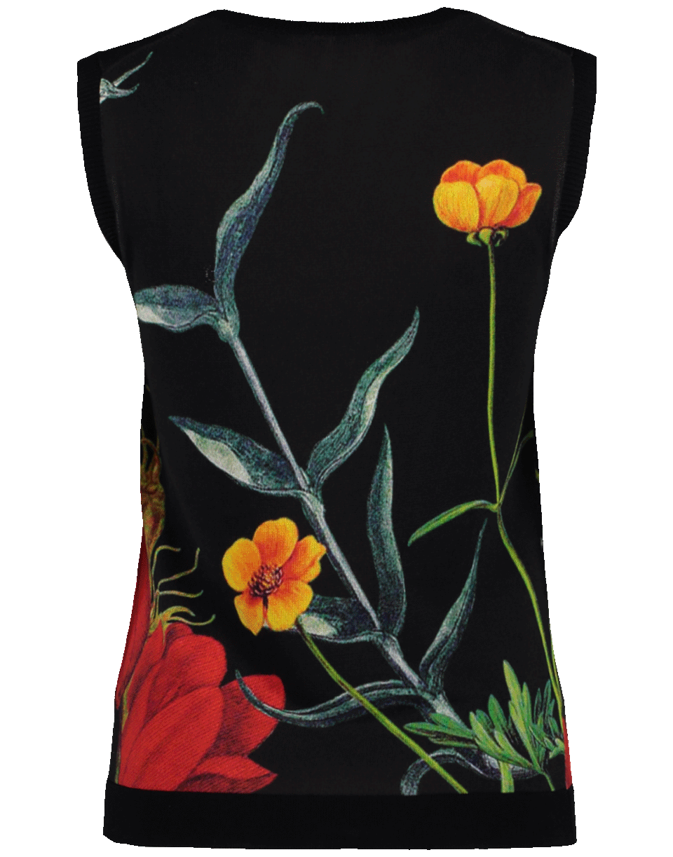 OSCAR DE LA RENTA-Flower Motif Tank-NAVY