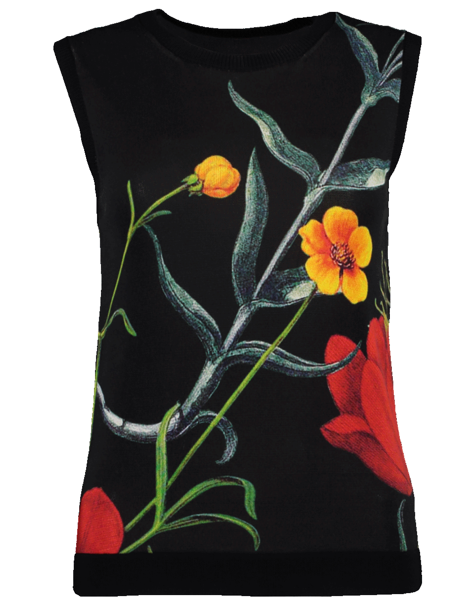 OSCAR DE LA RENTA-Flower Motif Tank-NAVY