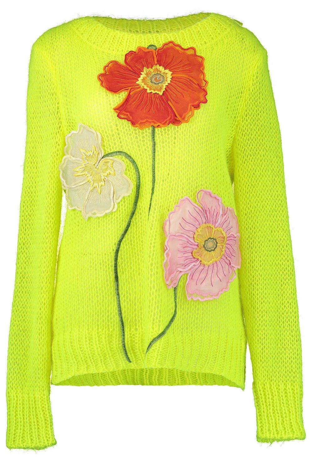 OSCAR DE LA RENTA-Off The Shoulder Poppy Embroidered Pullover-