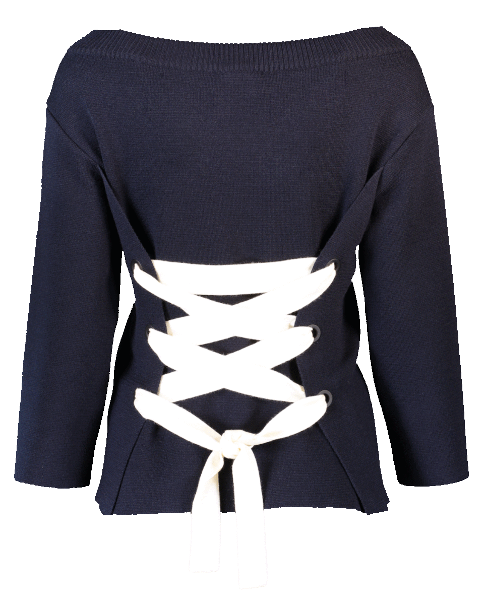 OSCAR DE LA RENTA-Knit Top With Lace Up Back Detail-